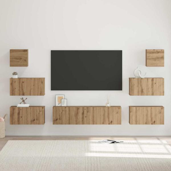 ARDEBO.de - TV-Schrank-Set 8 pcs Eiche handwerklich 60 x 30 x 30 cm