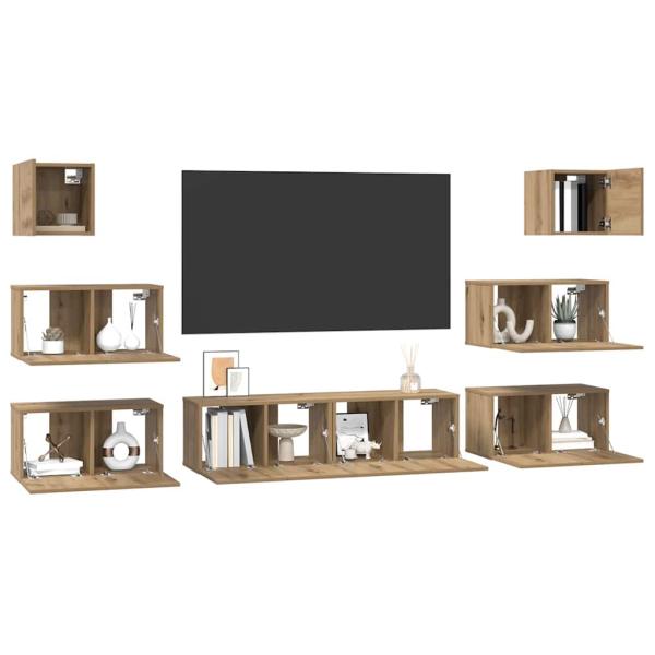TV-Schrank-Set 8 pcs Eiche handwerklich 60 x 30 x 30 cm