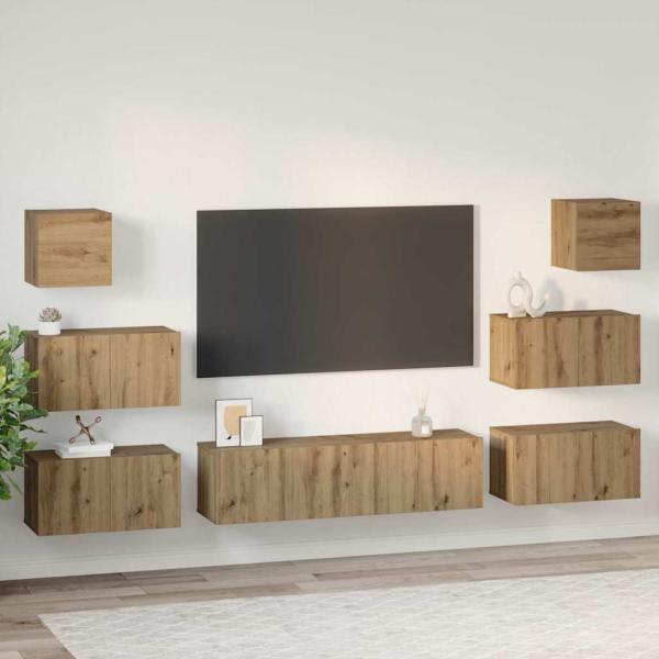 TV-Schrank-Set 8 pcs Eiche handwerklich 60 x 30 x 30 cm