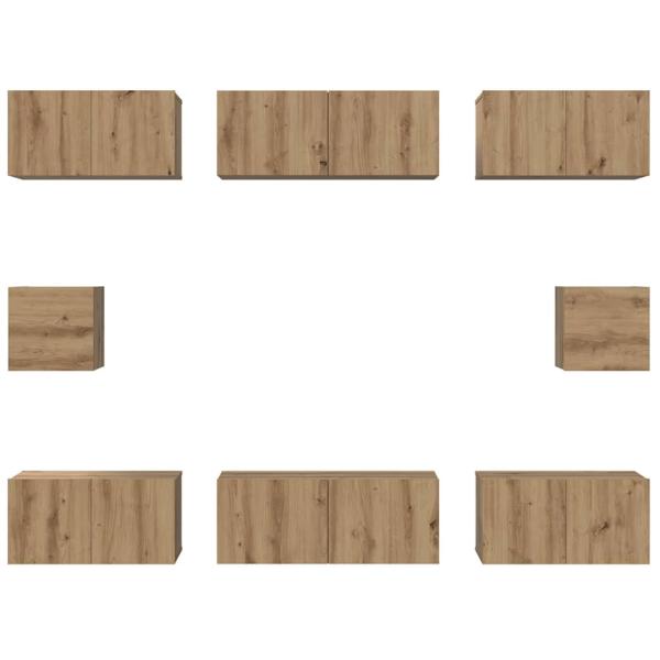 TV-Schrank Set mit Regal Wandmontiert Sonstiges mit Speicher 8 pcs Eiche handwerklich
