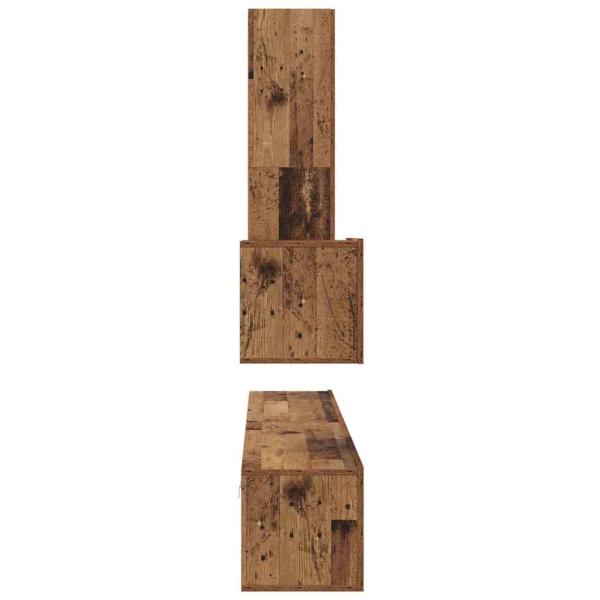 TV-Schrank Set mit Regal Wandmontiert Sonstiges mit Speicher mit Tür 4 pcs Altholz Mittel Holzwerkstoff