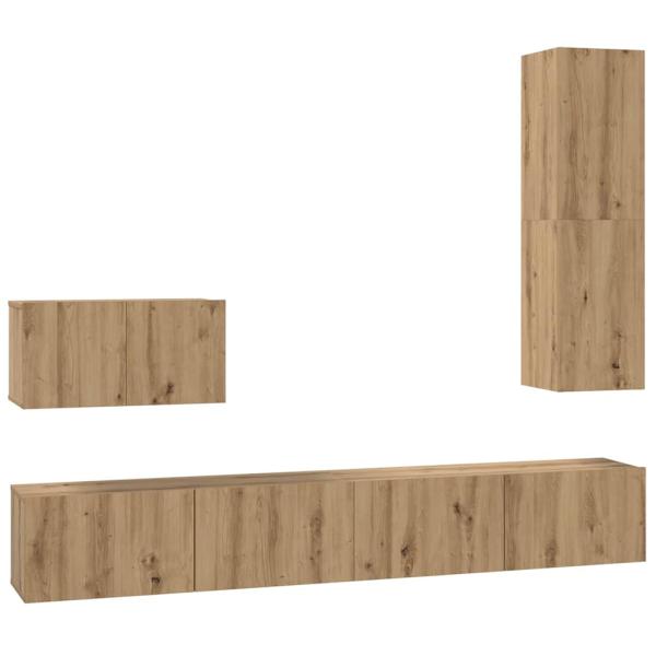 TV-Schrank Set 4 pcs Eiche handwerklich Mittel Holzwerkstoff