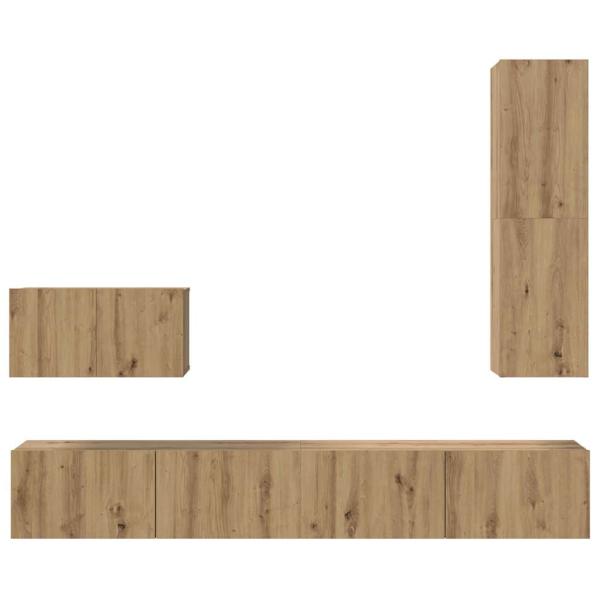 TV-Schrank Set 4 pcs Eiche handwerklich Mittel Holzwerkstoff