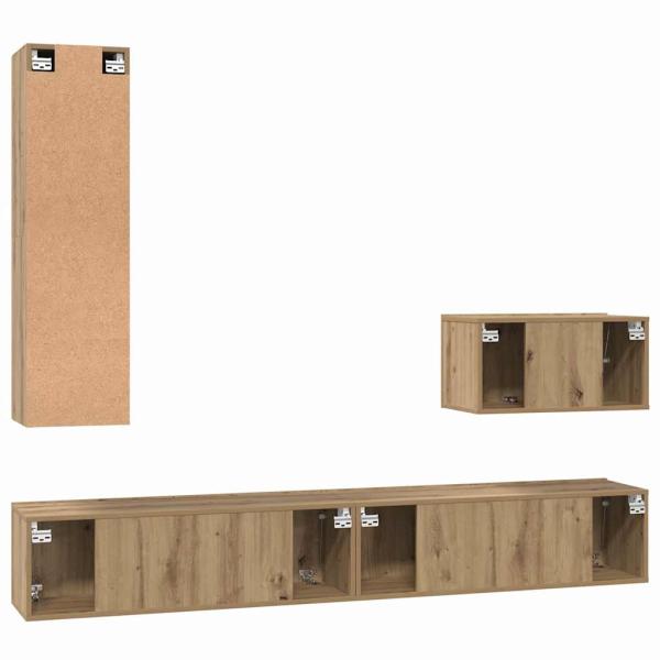 TV-Schrank Set 4 pcs Eiche handwerklich Mittel Holzwerkstoff
