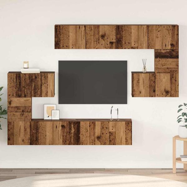ARDEBO.de - TV-Schrank-Set 8 pcs Altholz 80 x 30 x 30 cm Holzwerkstoff