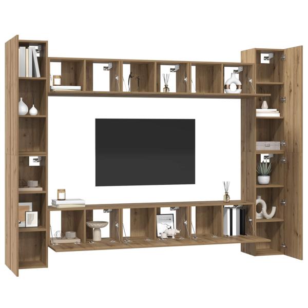 TV-Schrank-Set 10 pcs Eiche handwerklich 30,5 x 30 x 90 cm
