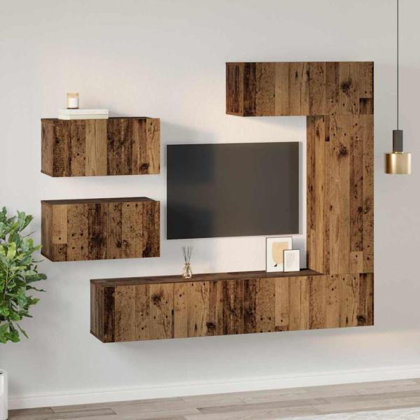TV-Schrank-Set 6 pcs Altholz 30,5 x 30 x 90 cm Holzwerkstoff