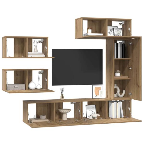 TV-Schrank-Set 6 pcs Eiche handwerklich 30,5 x 30 x 90 cm