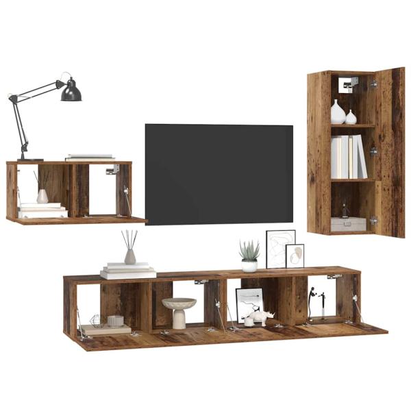 TV-Schrank-Set 4 pcs Altholz 30,5 x 30 x 90 cm Holzwerkstoff