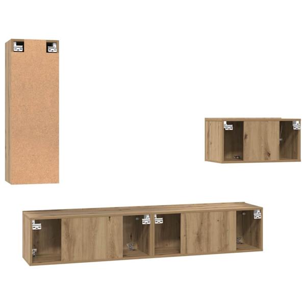 TV-Schrank-Set 4 pcs Eiche handwerklich 30,5 x 30 x 90 cm