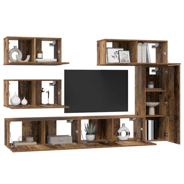 TV-Schrank-Set 6 pcs Altholz 30,5 x 30 x 90 cm Holzwerkstoff