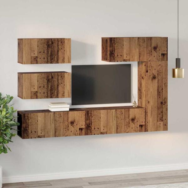TV-Schrank-Set 6 pcs Altholz 30,5 x 30 x 90 cm Holzwerkstoff