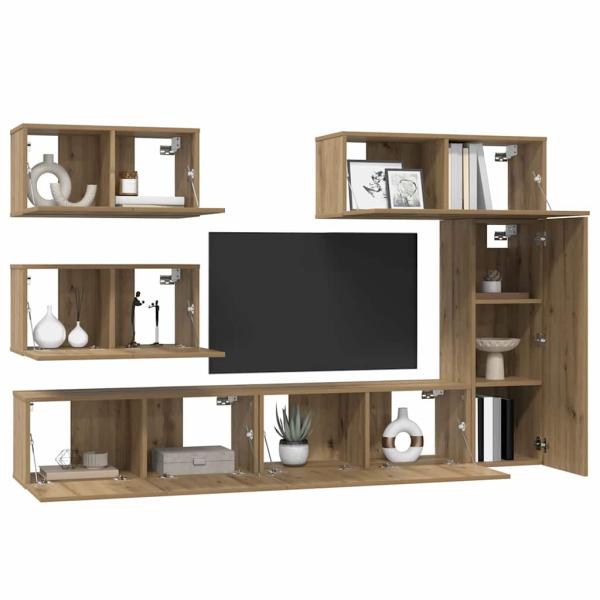 TV-Schrank-Set 6 pcs Eiche handwerklich 30,5 x 30 x 90 cm