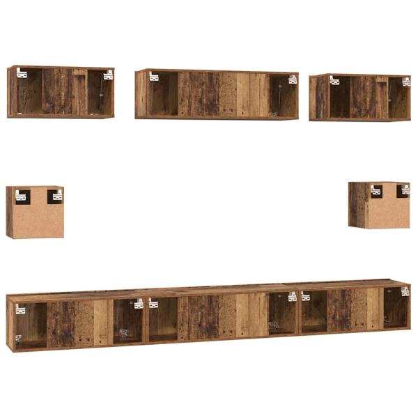 TV-Schrank Set mit Regal 8 pcs Altholz Mittel 30,5 x 30 x 30 cm