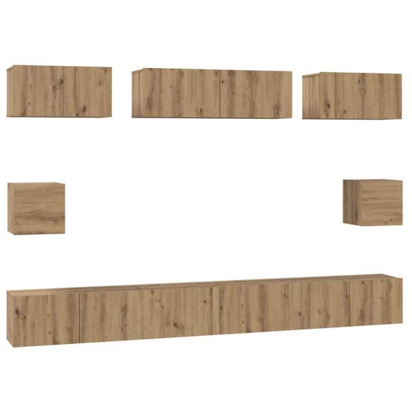 TV-Schrank Set mit Regal Wandmontiert Sonstiges mit Speicher 8 pcs Eiche handwerklich