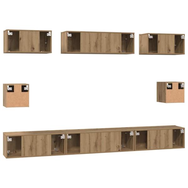TV-Schrank Set mit Regal Wandmontiert Sonstiges mit Speicher 8 pcs Eiche handwerklich