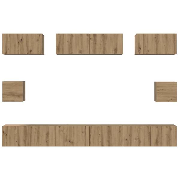 TV-Schrank Set mit Regal Wandmontiert Sonstiges mit Speicher 8 pcs Eiche handwerklich