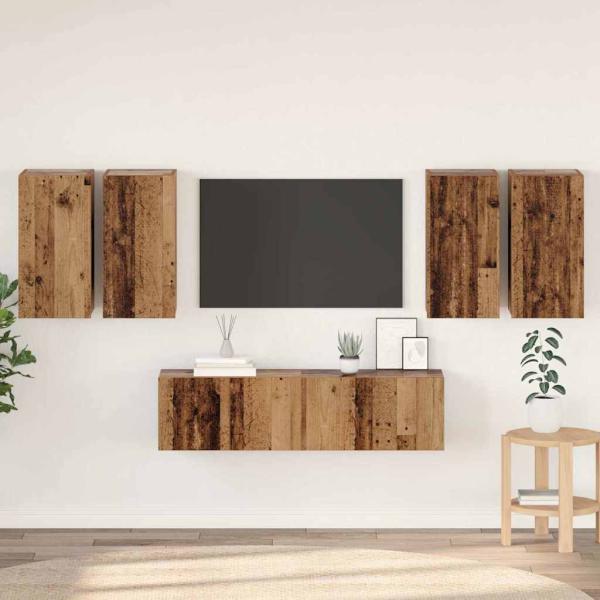 ARDEBO.de - TV-Schrank-Set 6 pcs Altholz 60 x 30 x 30 cm Holzwerkstoff