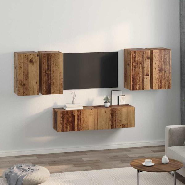 TV-Schrank-Set 6 pcs Altholz 60 x 30 x 30 cm Holzwerkstoff