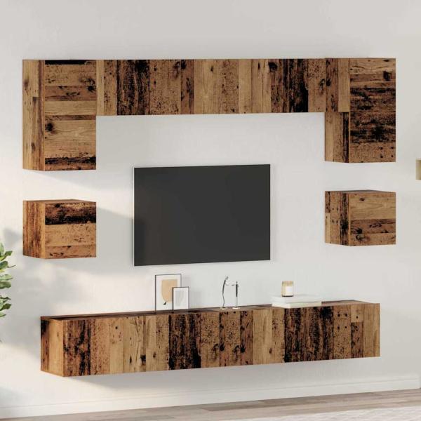 ARDEBO.de - TV-Schrank-Set 8 pcs Altholz 100 x 30 x 30 cm Holzwerkstoff