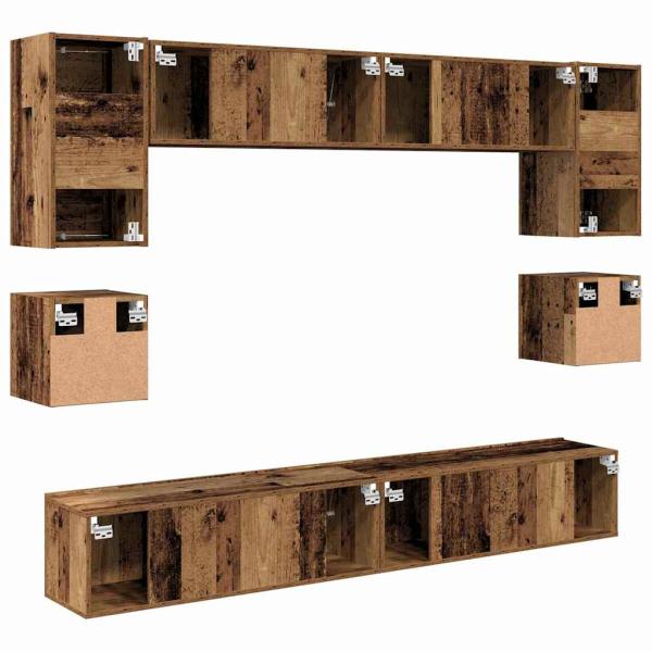 TV-Schrank-Set 8 pcs Altholz 100 x 30 x 30 cm Holzwerkstoff