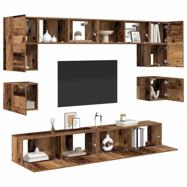 TV-Schrank-Set 8 pcs Altholz 100 x 30 x 30 cm Holzwerkstoff