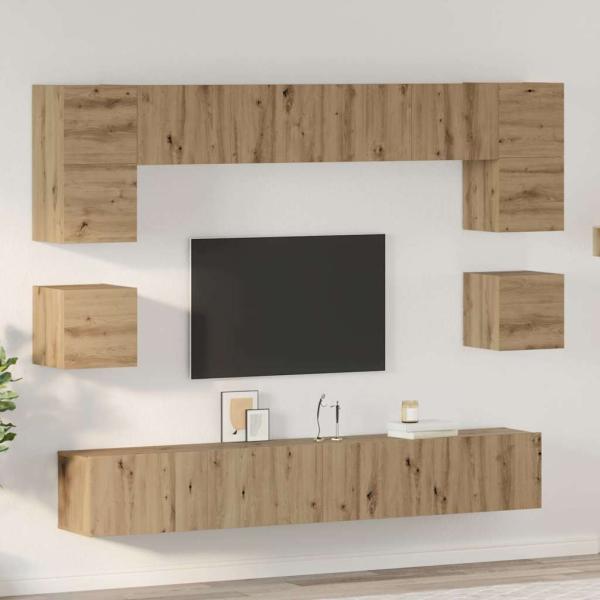 ARDEBO.de - TV-Schrank-Set 8 pcs Eiche handwerklich 100 x 30 x 30 cm