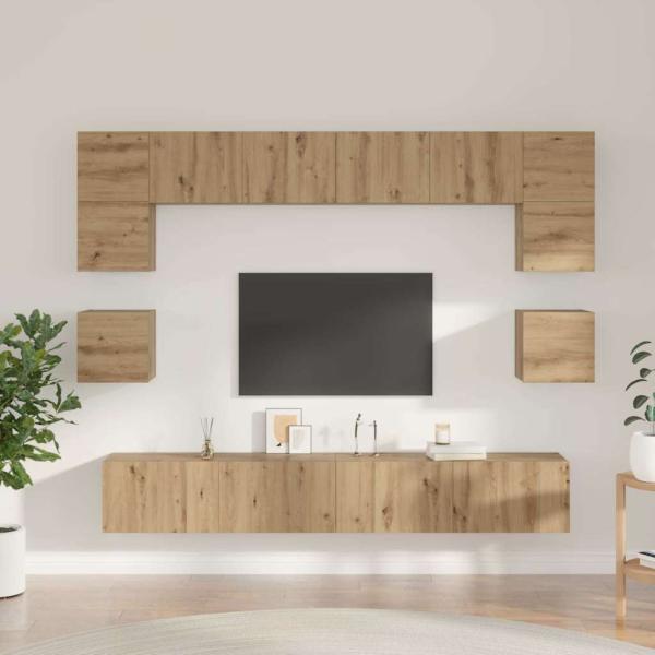 TV-Schrank-Set 8 pcs Eiche handwerklich 100 x 30 x 30 cm