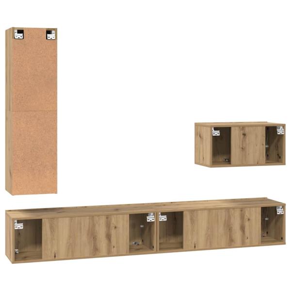 TV-Schrank-Set 4 pcs Eiche handwerklich 30,5 x 30 x 110 cm