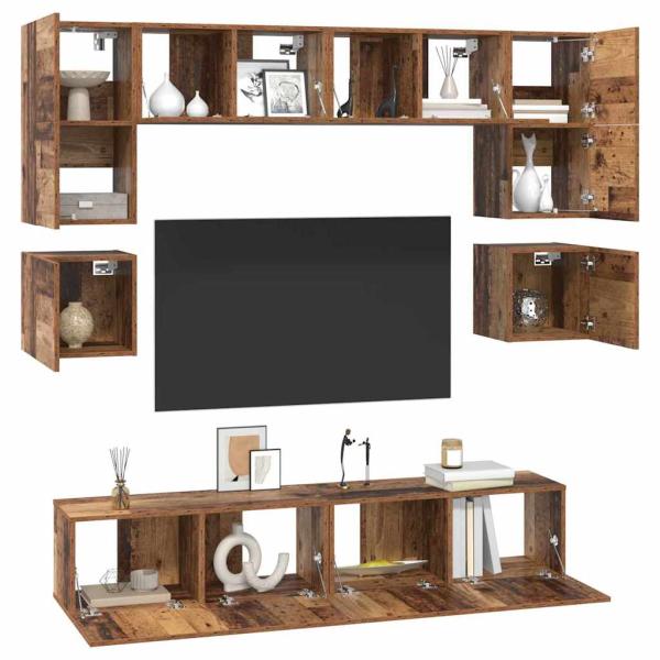 TV-Schrank-Set 8 pcs Altholz 80 x 30 x 30 cm Holzwerkstoff