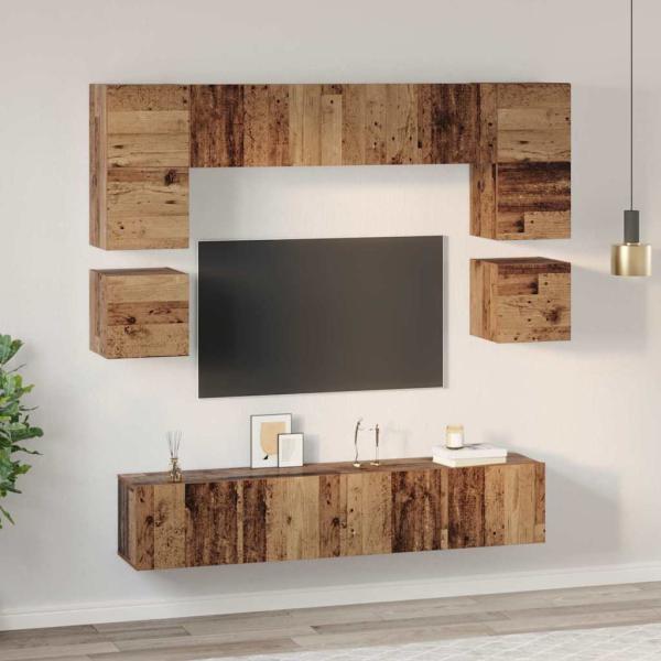 TV-Schrank-Set 8 pcs Altholz 80 x 30 x 30 cm Holzwerkstoff