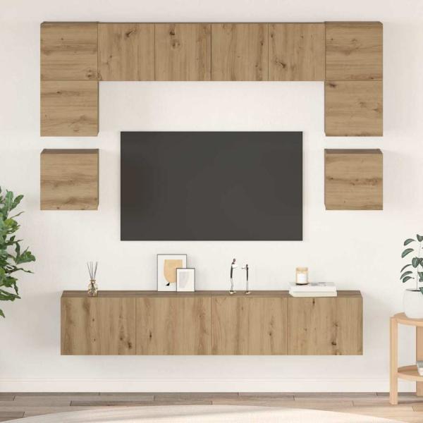 ARDEBO.de - TV-Schrank-Set 8 pcs Eiche handwerklich 80 x 30 x 30 cm