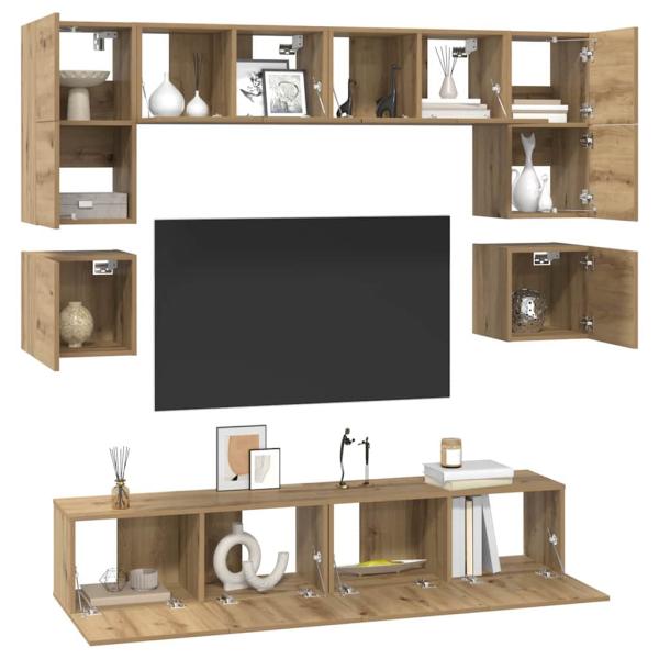 TV-Schrank-Set 8 pcs Eiche handwerklich 80 x 30 x 30 cm