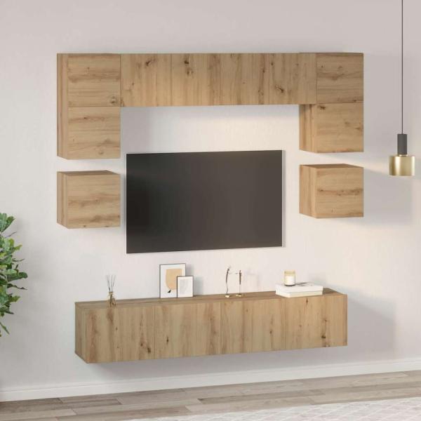 TV-Schrank-Set 8 pcs Eiche handwerklich 80 x 30 x 30 cm