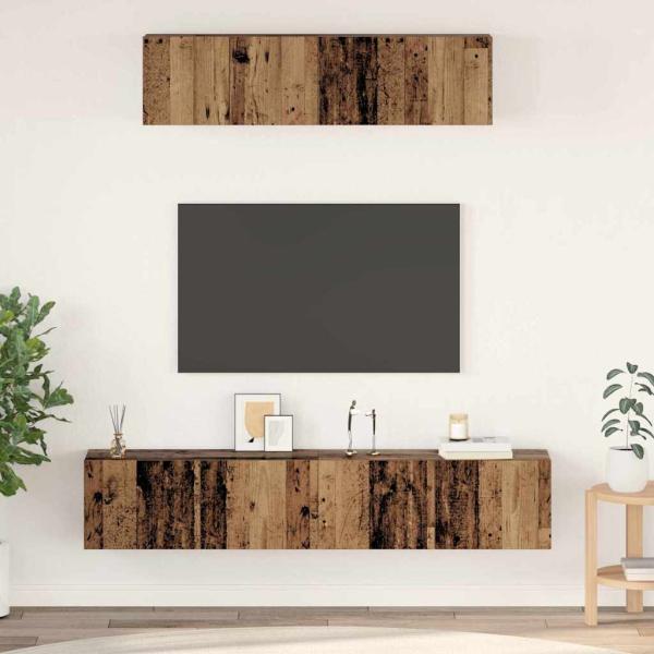 ARDEBO.de - TV-Schrank Set Wandmontiert Sonstiges mit Speicher mit Tür 4 pcs Altholz Mittel Holzwerkstoff