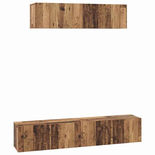 TV-Schrank Set Wandmontiert Sonstiges mit Speicher mit Tür 4 pcs Altholz Mittel Holzwerkstoff