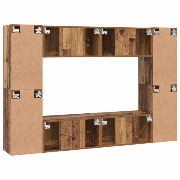 TV-Schrank-Set mit Regal Wandmontiert mit Speicher mit Tür 8 pcs Altholz 60 x 30 x 30 cm