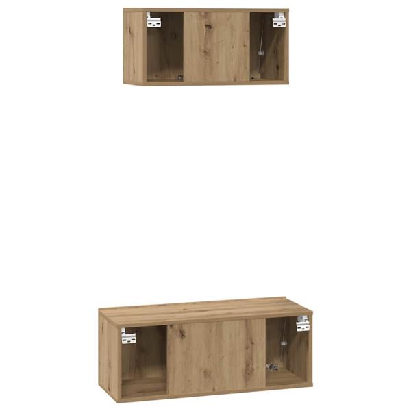 TV-Schrank Set 2 pcs Eiche handwerklich 80 x 30 x 30 cm
