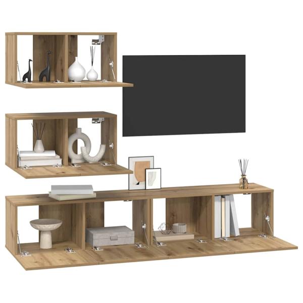 TV-Schrank-Set 4 pcs Eiche handwerklich 80 x 30 x 30 cm