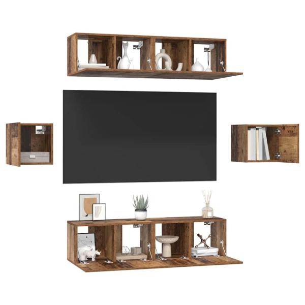 TV-Schrank-Set 6 pcs Altholz Mittel 30,5 x 30 x 30 cm