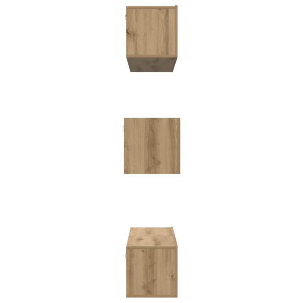TV-Schrank-Set Wandmontiert mit Speicher mit Tür 6 pcs Eiche handwerklich
