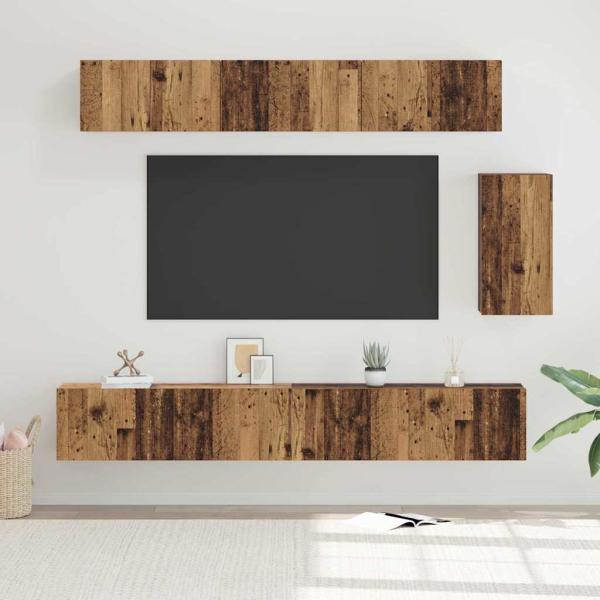 ARDEBO.de - TV-Schrank-Set 6 pcs Altholz 100 x 30 x 30 cm Holzwerkstoff