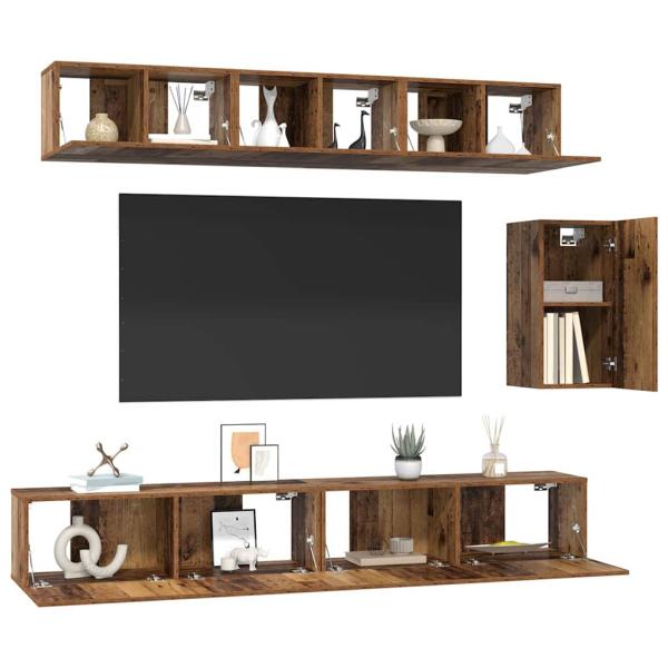 TV-Schrank-Set 6 pcs Altholz 100 x 30 x 30 cm Holzwerkstoff