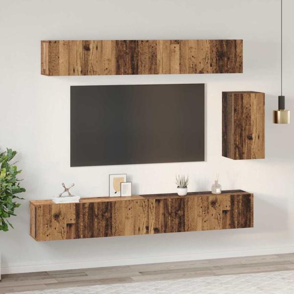 TV-Schrank-Set 6 pcs Altholz 100 x 30 x 30 cm Holzwerkstoff