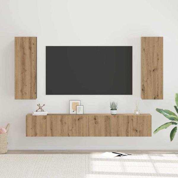 ARDEBO.de - TV-Schrank-Set 4 pcs Eiche handwerklich 30,5 x 30 x 90 cm