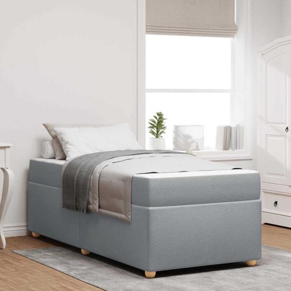 ARDEBO.de - Bettgestell mit Matratze Sonstiges Hellgrau 90 x 190 cm Stoff