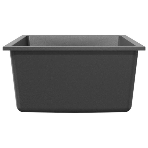 Küchenspüle mit Überlaufloch graues Granit