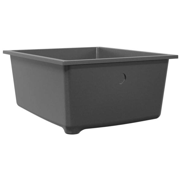 Küchenspüle mit Überlaufloch graues Granit