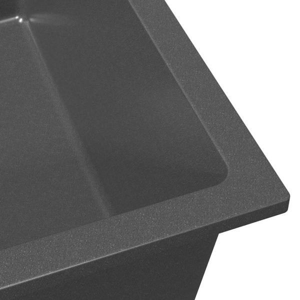 Küchenspüle mit Überlaufloch graues Granit
