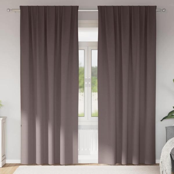 ARDEBO.de - Verdunkelungsvorhänge 2 pcs Dunkelbraun 245 x 140 cm Polyester